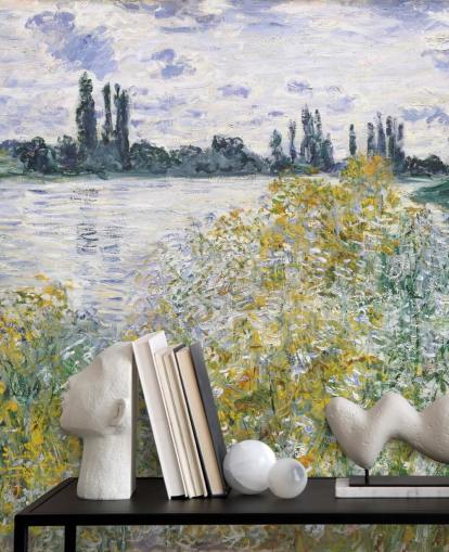 konsttapet väggmålning som heter Ile aux Fleurs nära Vetheuil av Claude Monet för sovrum och kök