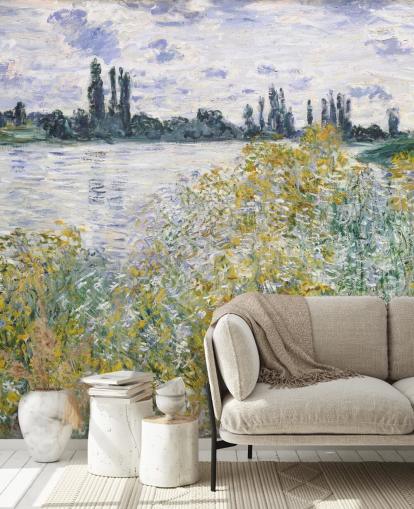 mural de papel de parede de belas artes chamado Ile aux Fleurs, perto de Vetheuil, de Claude Monet, para quartos e cozinhas mural de papel de parede de belas artes chamado Ile aux Fleurs, perto de Vetheuil, de Claude Monet, para quartos e cozinhas