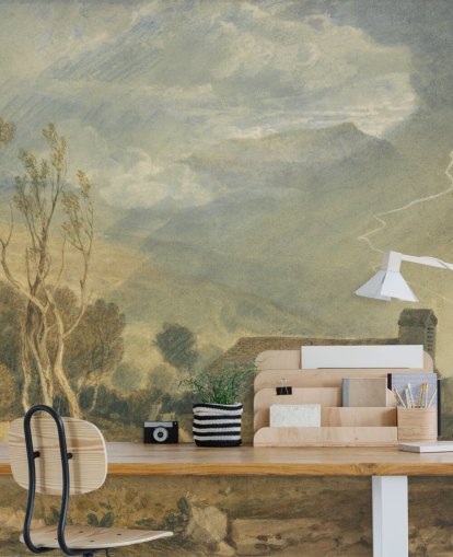 mural de papel de parede de belas artes chamado Ingleborough de Chapel-Le-Dale de J. M. W. Turner