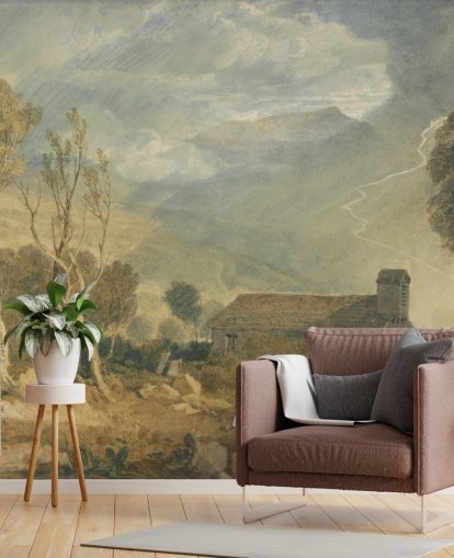 papier peint mural d'art intitulé Ingleborough de Chapel-Le-Dale par J. M. W. Turner