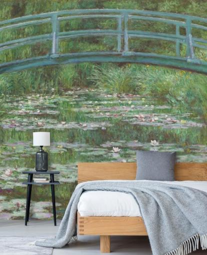 mural de pared de bellas artes llamado La pasarela japonesa de Monet para dormitorios, salas de estar y cocinas