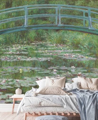 Taideteellinen seinämaalaus nimeltä The Japanese Footbridge by Monet makuuhuoneisiin, olohuoneisiin ja keittiöihin