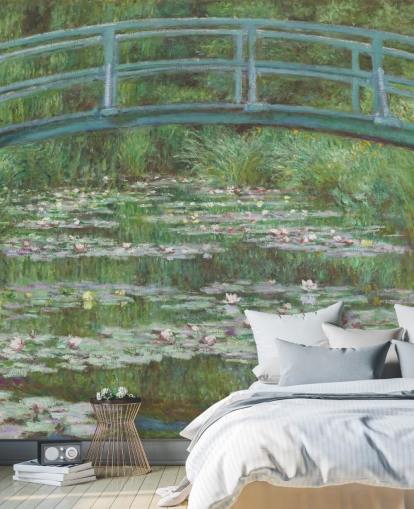 mural de pared de bellas artes llamado La pasarela japonesa de Monet para dormitorios, salas de estar y cocinas