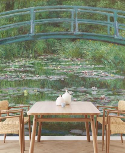 fresque murale d'art intitulée The Japanese Footbridge de Monet pour les chambres, les salons et les cuisines