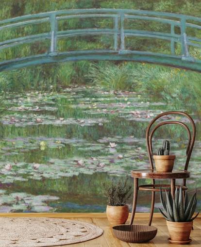 konstväggmålning som heter The Japanese Footbridge av Monet för sovrum, vardagsrum och kök