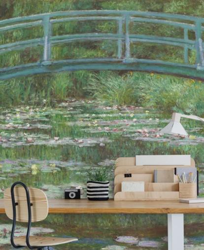 mural de parede de belas artes chamado The Japanese Footbridge by Monet para quartos, salas de estar e cozinhas
