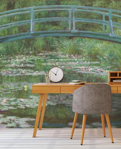 mural de pared de bellas artes llamado La pasarela japonesa de Monet para dormitorios, salas de estar y cocinas