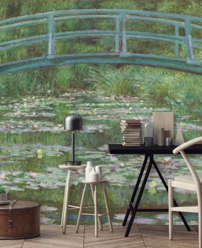 mural de pared de bellas artes llamado La pasarela japonesa de Monet para dormitorios, salas de estar y cocinas