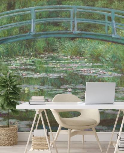 fine art wall mural called The Japanese Footbridge by Monet for bedrooms, living rooms and kitchens