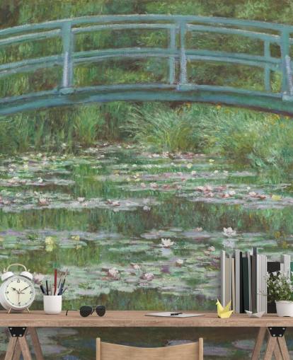 kunstvægmaleri kaldet The Japanese Footbridge af Monet til soveværelser, stuer og køkkener kunstvægmaleri kaldet The Japanese Footbridge af Monet til soveværelser, stuer og køkkener