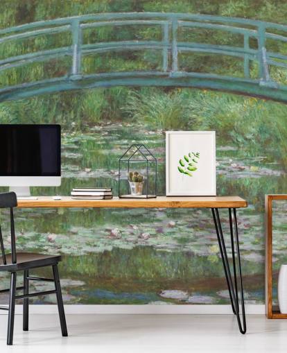mural de pared de bellas artes llamado La pasarela japonesa de Monet para dormitorios, salas de estar y cocinas