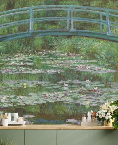 mural de pared de bellas artes llamado La pasarela japonesa de Monet para dormitorios, salas de estar y cocinas mural de pared de bellas artes llamado La pasarela japonesa de Monet para dormitorios, salas de estar y cocinas