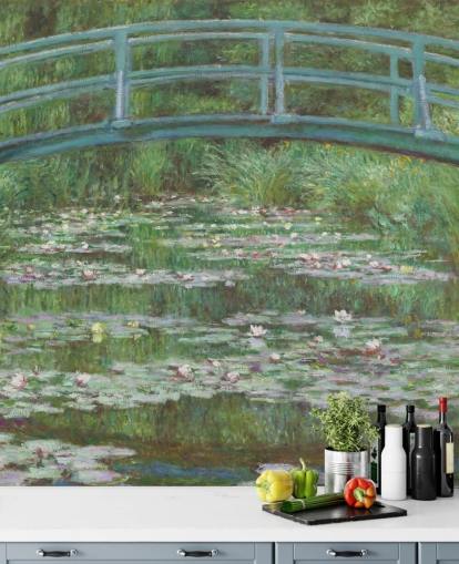 fine art wall mural called The Japanese Footbridge by Monet for bedrooms, living rooms and kitchens