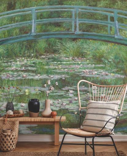 murale d'arte chiamato The Japanese Footbridge di Monet per camere da letto, salotti e cucine