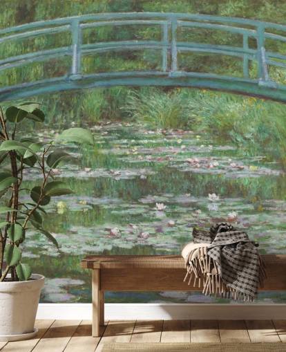 fine art wall mural called The Japanese Footbridge by Monet for bedrooms, living rooms and kitchens