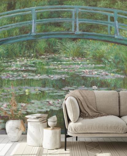 fine art wall mural called The Japanese Footbridge by Monet for bedrooms, living rooms and kitchens