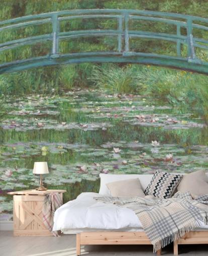 kunstvægmaleri kaldet The Japanese Footbridge af Monet til soveværelser, stuer og køkkener