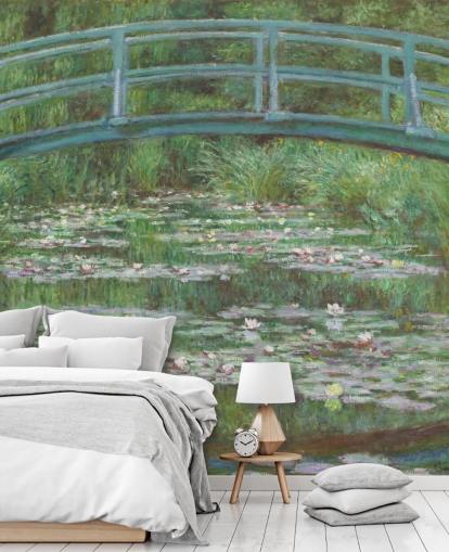 Kunsttapete mit dem Titel The Japanese Footbridge von Monet für Schlafzimmer, Wohnzimmer und Küchen