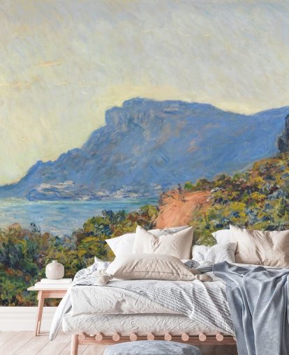 kunstmuurschildering genaamd La Corniche bij Monaco van Claude Monet voor slaapkamers en woonkamers