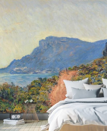 mural de pared de bellas artes llamado La Corniche cerca de Mónaco de Claude Monet para dormitorios y salas de estar