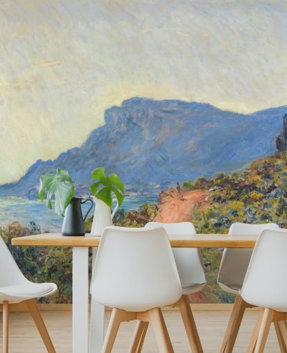 mural de parede de belas artes chamado La Corniche, perto de Mônaco, de Claude Monet, para quartos e salas de estar mural de parede de belas artes chamado La Corniche, perto de Mônaco, de Claude Monet, para quartos e salas de estar