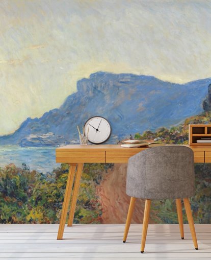 fresque murale d'art intitulée La Corniche près de Monaco par Claude Monet pour les chambres et les salons