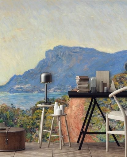 mural de pared de bellas artes llamado La Corniche cerca de Mónaco de Claude Monet para dormitorios y salas de estar