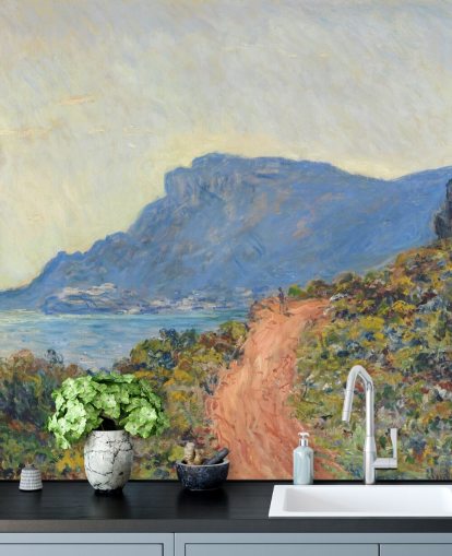 Kunstmalerei namens La Corniche in der Nähe von Monaco von Claude Monet für Schlafzimmer und Wohnzimmer