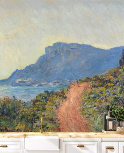 Kunstmalerei namens La Corniche in der Nähe von Monaco von Claude Monet für Schlafzimmer und Wohnzimmer