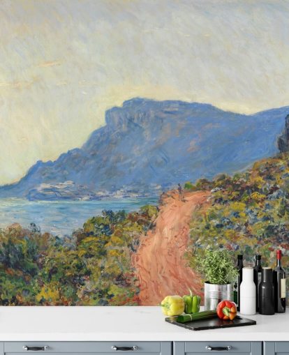 Kunstmalerei namens La Corniche in der Nähe von Monaco von Claude Monet für Schlafzimmer und Wohnzimmer Kunstmalerei namens La Corniche in der Nähe von Monaco von Claude Monet für Schlafzimmer und Wohnzimmer