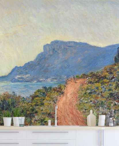 mural de pared de bellas artes llamado La Corniche cerca de Mónaco de Claude Monet para dormitorios y salas de estar