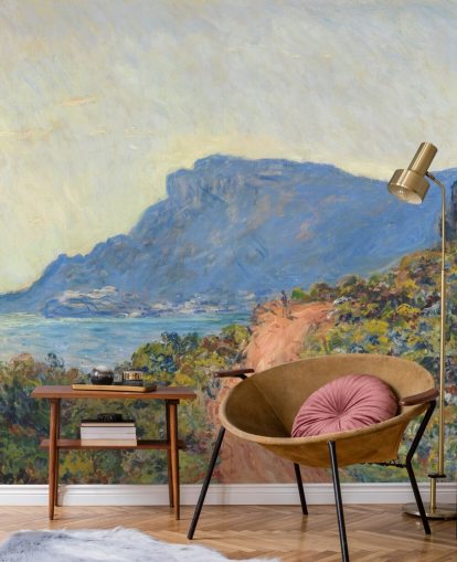 mural de pared de bellas artes llamado La Corniche cerca de Mónaco de Claude Monet para dormitorios y salas de estar
