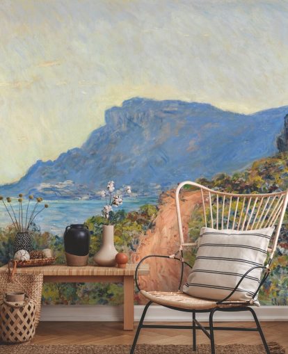 Claude Monet'n taide-seinämaalaus nimeltä La Corniche lähellä Monacoa makuuhuoneisiin ja olohuoneisiin Claude Monet'n taide-seinämaalaus nimeltä La Corniche lähellä Monacoa makuuhuoneisiin ja olohuoneisiin