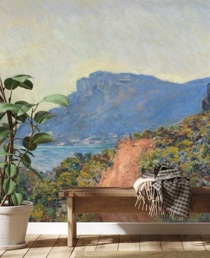 kunstmuurschildering genaamd La Corniche bij Monaco van Claude Monet voor slaapkamers en woonkamers
