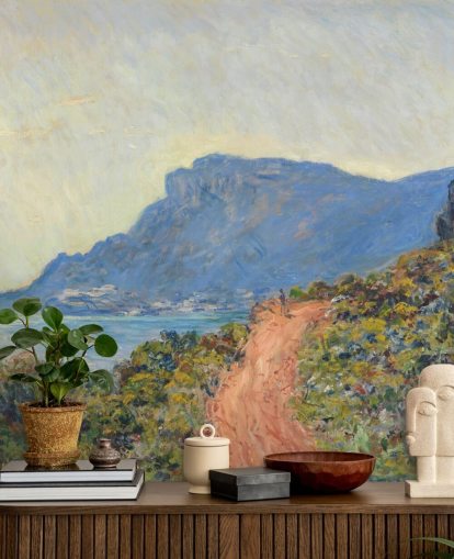 mural de pared de bellas artes llamado La Corniche cerca de Mónaco de Claude Monet para dormitorios y salas de estar