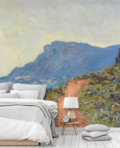 konstväggmålning som heter La Corniche nära Monaco av Claude Monet för sovrum och vardagsrum konstväggmålning som heter La Corniche nära Monaco av Claude Monet för sovrum och vardagsrum