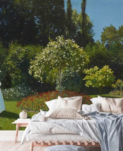 fresque murale d'art intitulée Lady in the Garden de Claude Monet pour les salons et les salles à manger fresque murale d'art intitulée Lady in the Garden de Claude Monet pour les salons et les salles à manger