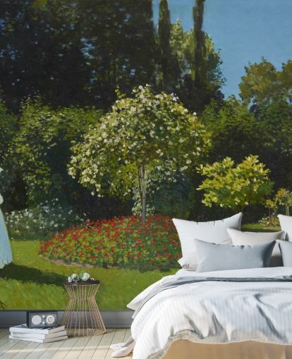 kunstveggmaleri kalt Lady in the Garden av Claude Monet for stuer og spiserom