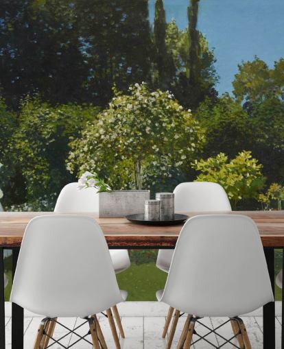 fine art wall mural called Lady in the Garden by Claude Monet for living rooms and dining rooms