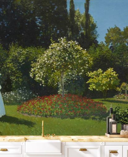 murale d'arte chiamato Lady in the Garden di Claude Monet per salotti e sale da pranzo