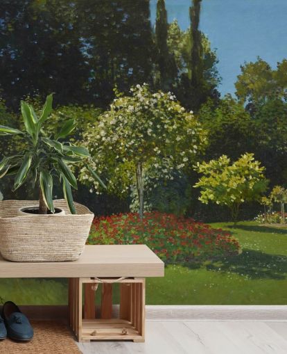 kunstveggmaleri kalt Lady in the Garden av Claude Monet for stuer og spiserom