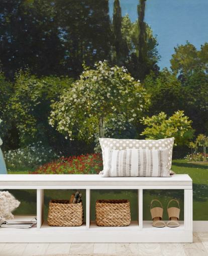 fine art wall mural called Lady in the Garden by Claude Monet for living rooms and dining rooms fine art wall mural called Lady in the Garden by Claude Monet for living rooms and dining rooms