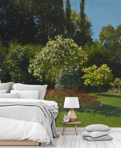 fine art wall mural called Lady in the Garden by Claude Monet for living rooms and dining rooms