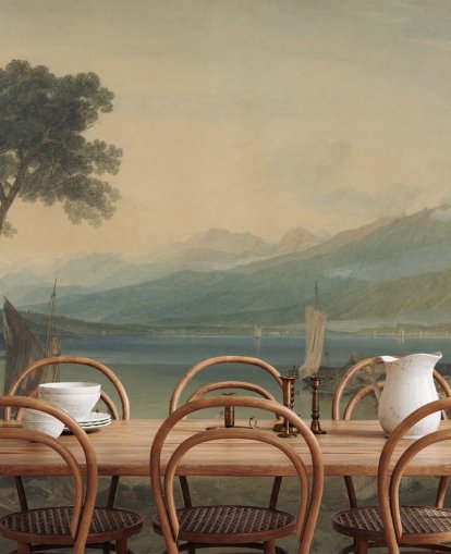 J. M. W. Turnerin taide-taustakuvamaalaus nimeltä Lake Geneve and Mont Blanc makuuhuoneisiin ja oleskelutiloihin