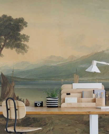 papier peint mural d'art intitulé Lake Geneva and Mont Blanc par J. M. W. Turner pour les chambres et les salons