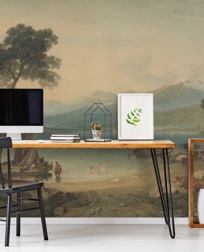 papier peint mural d'art intitulé Lake Geneva and Mont Blanc par J. M. W. Turner pour les chambres et les salons