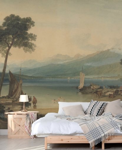 papier peint mural d'art intitulé Lake Geneva and Mont Blanc par J. M. W. Turner pour les chambres et les salons papier peint mural d'art intitulé Lake Geneva and Mont Blanc par J. M. W. Turner pour les chambres et les salons