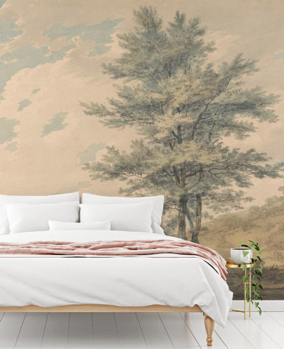 fine art wall mural called Landscape with Trees and Figures by J. M. W. Turner for living rooms and hallways