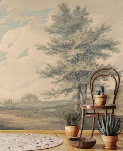 kunstvægmaleri kaldet Landskab med træer og figurer af J. M. W. Turner til stuer og gange kunstvægmaleri kaldet Landskab med træer og figurer af J. M. W. Turner til stuer og gange