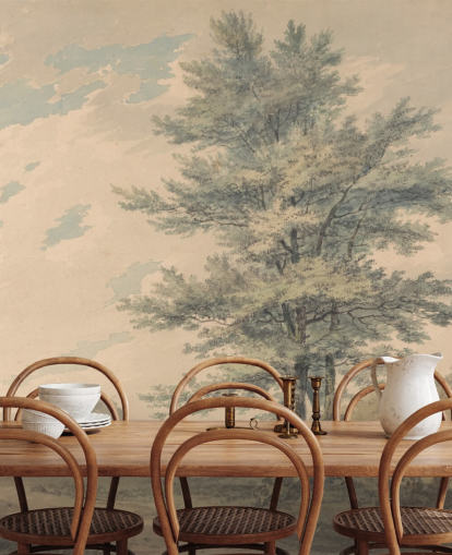 murale d'arte chiamato Paesaggio con alberi e figure di J. M. W. Turner per salotti e corridoi